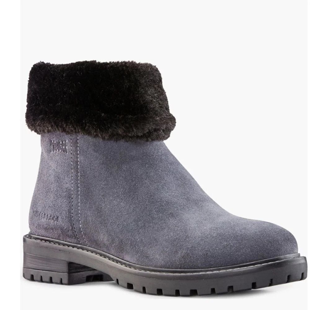 Cougar Kendal Faux Fur Waterproof Leather Snow Bootie Grey Black Size 8 NWT